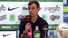 Jhon Bodmer en la rueda de prensa tras el triunfo de Nacional sobre Pereira por la semifinal de la Copa BetPlay.