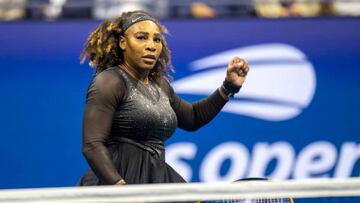 NEW YORK, USA, September 02: Serena Williams of the United States in action against Ajla Tomljanovic of Australia on Arthur Ashe Stadium in the Women's Singles third round match during the US Open Tennis Championship 2022 at the USTA National Tennis Centre on September 2nd 2022 in Flushing, Queens, New York City. (Photo by Tim Clayton/Corbis via Getty Images)