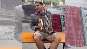 Lucho con el “Lederhosen” bávaro se atreve a tocar el acordeón