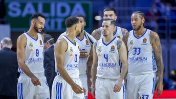 Hanga, Williams-Goss y Heurtel, en primer término. En el Clásico de la Euroliga en el WiZink Center.