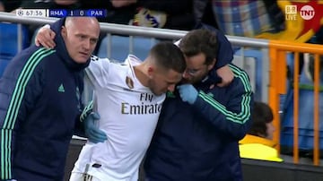 Hazard se tuvo que retirar lesionado en el partido ante el PSG.