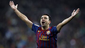 Xavi Hernández celebra una victoria con el FC Barcelona.