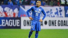 Carlos T&eacute;vez durante un partido con Shanghai Shenhua.