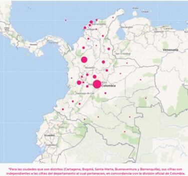 Mapa de casos y muertes por coronavirus por departamentos en Colombia: hoy, 26 de octubre