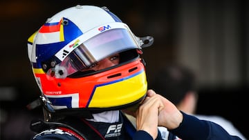 ABU DHABI, UNITED ARAB EMIRATES - DECEMBER 07: Sebastian Montoya of Colombia and PREMA Racing (9) prepares to drive during the Round 14 Yas Island Feature race of the Formula 2 Championship at Yas Marina Circuit on December 07, 2025 in Abu Dhabi, United Arab Emirates. (Photo by James Sutton - Formula 1/Formula Motorsport Limited via Getty Images)