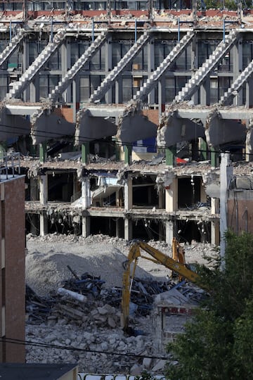 Demolition work commences on the Vicente Calderon ground.