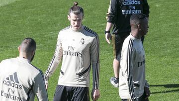 Bale, durante un entrenamiento con el Real Madrid.
