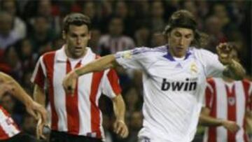 Sergio Ramos en un partido con el Real Madrid