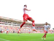 during the 15th round match between Necaxa and Tigres UANL as part of the Liga BBVA MX Varonil, Torneo Clausura 2026 at Victoria Stadium, on April 18, 2026 in Aguascalientes, Mexico.