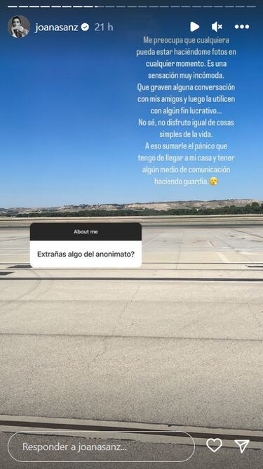 Joana Sanz: “No disfruto igual de la vida”