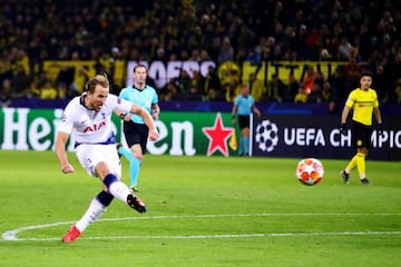 Harry Kane scores against Borussia Dortmund