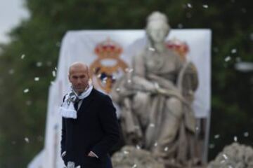 Celebración por la victoria en la Champions League del Real Madrid ante el Atlético de Madrid en Milán.