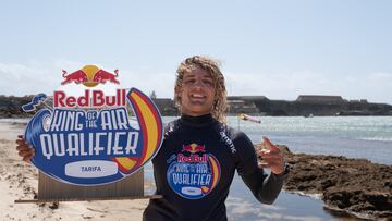 Lorenzo Casati poses for a portrait after winning the Red Bull King of The Air Qualifier Tarifa 2024 in Tarifa, Spain on September 14, 2024 // Jason Broderick / Red Bull Content Pool // SI202409140338 // Usage for editorial use only //