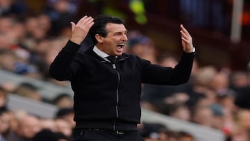 Soccer Football - Premier League - Aston Villa v Arsenal - Villa Park, Birmingham, Britain - December 6, 2025 Aston Villa manager Unai Emery reacts Action Images via Reuters/Andrew Couldridge EDITORIAL USE ONLY. NO USE WITH UNAUTHORIZED AUDIO, VIDEO, DATA, FIXTURE LISTS, CLUB/LEAGUE LOGOS OR 'LIVE' SERVICES. ONLINE IN-MATCH USE LIMITED TO 120 IMAGES, NO VIDEO EMULATION. NO USE IN BETTING, GAMES OR SINGLE CLUB/LEAGUE/PLAYER PUBLICATIONS. PLEASE CONTACT YOUR ACCOUNT REPRESENTATIVE FOR FURTHER DETAILS..