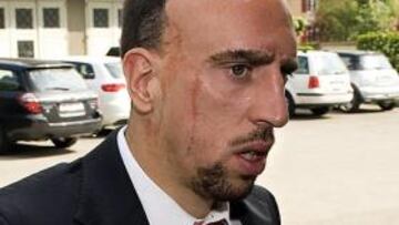 Ribéry, a la entrada del TAS, que ha denegado su apelación contra la sanción que le impedirá jugar al final de la Champions.
