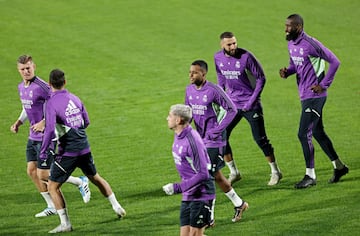 Rodrygo, en el entrenamiento de este martes en Yeda.