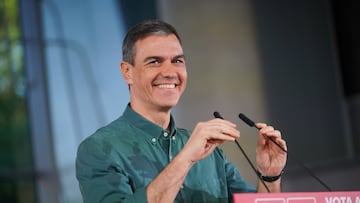 El presidente del Gobierno, Pedro Sánchez, durante el acto de cierre de campaña del partido, en el Palacio Euskalduna, a 19 de abril de 2024, en Bilbao, Vizcaya, País Vasco (España). Sánchez se ha trasladado al País Vasco por tercera vez durante esta campaña electoral para acompañar en el cierre de la misma en Bilbao, al candidato del Partido Socialista a lehendakari para las elecciones autonómicas vascas que se celebrarán el próximo 21 de abril.
19 ABRIL 2024;EUSKADI;VOTACIONES;CAMPAÑA;MITIN;PARLAMENTO VASCO;COMICIOS;21A;ELECCIONES;ELECCIONES VASCAS
Iñaki Berasaluce / Europa Press
19/04/2024