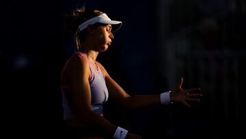 SAN JOSE, CALIFORNIA - AUGUST 06: Paula Badosa of Spain reacts against Daria Kasatkina of Russia during the Semi- Final singles match at the Mubadala Silicon Valley Classic, part of the Hologic WTA Tour, at Spartan Tennis Complex on August 06, 2022 in San Jose, California. Carmen Mandato/Getty Images/AFP (Photo by Carmen Mandato/Getty Images)
== FOR NEWSPAPERS, INTERNET, TELCOS & TELEVISION USE ONLY ==