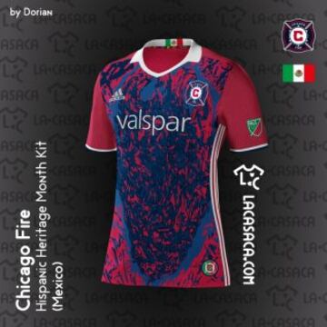 El diseño de la playera retomando la raíces mexicanas de Cuahtémoc Blanco, que militó en el Chicago Fire, y las obras del arte del pintor mexicano Héctor Durte exhibidas en el Museo Nacional de Arte Mexicano en Chicago.