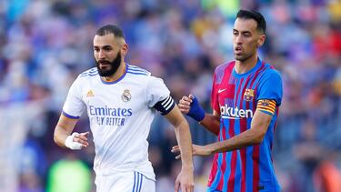 Karim Benzema y Sergio Busquets, los capitanes del Real Madrid y el Barcelona en el Clásico.