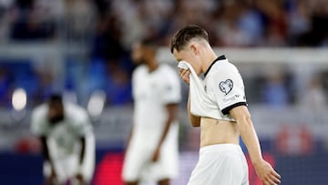 Soccer Football - World Cup - UEFA Qualifiers - Group A - Slovakia v Germany - National Football Stadium, Bratislava, Slovakia - September 4, 2025 Germany's Florian Wirtz looks dejected after the match REUTERS/David W Cerny TPX IMAGES OF THE DAY