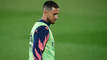 Eden Hazard of Real Madrid warms up during the spanish league, La Liga, football match played between Real Madrid and Real Betis at Ciudad Deportiva Real Madrid on April 24, 2021, in Valdebebas, Madrid, Spain.
 AFP7 
 24/04/2021 ONLY FOR USE IN SPAIN