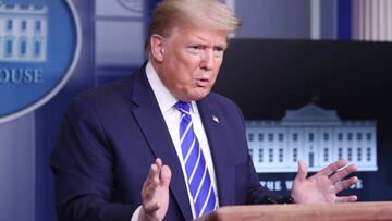 Donald Trump durante una rueda de prensa diaria por coronavirus en la Casa Blanca.