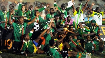 Zambia celebra el título de la Copa Africana de Naciones en 2012.