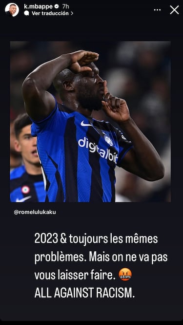 Mbapp¨¦ muestra su apoyo a Lukaku y manda contundente mensaje contra el racismo