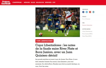 "Por lo general, FF.fr no califica a los participantes más allá del medio tiempo. Pero por una vez, es imposible no hablar de la actuación del ex jugador Stade Rennais.. Entrando en el juego, Quintero hizo diferencias con un claro tiro a lo más alto del arco. Luego se dio un pase decisivo a Martínez en los últimos momentos. Esto se llama un ganador"