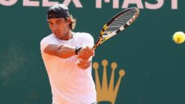 <b>PREPARADO. </b>Nadal, en su entrenamiento de ayer en Montecarlo.