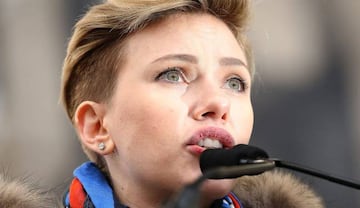 Johansson durante la Marcha de las mujeres en Washington.