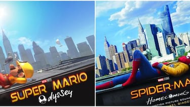 Recrean el póster de Spider-Man Homecoming en Super Mario Odyssey