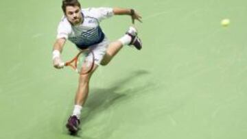 El suizo Stanislas Wawrinka Tomas Berdych en la final del torneo de Rotterdam, en la que se impuso.