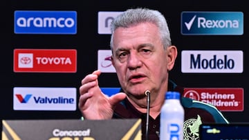 Mexico's coach Javier Aguirre attends a press conference ahead of the Gold Cup quartefinal match between Mexico and Saudi Arabia in Glendale, Arizona on June 27, 2025. (Photo by Frederic J. BROWN / AFP)