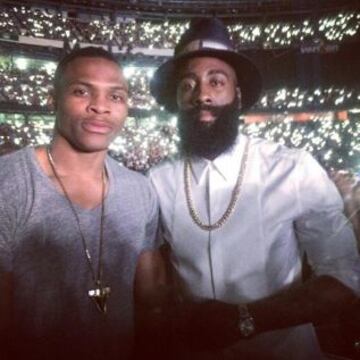 Westbrook y Harden, en un concierto de Rihanna y Eminem.