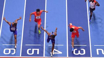 Christian Coleman venciendo en los Mundiales en pista cubierta de Birmingham. 