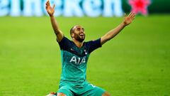 AMSTERDAM, NETHERLANDS - MAY 08: Lucas Moura of Tottenham Hotspur celebrates his sides win after the UEFA Champions League Semi Final second leg match between Ajax and Tottenham Hotspur at the Johan Cruyff Arena on May 08, 2019 in Amsterdam, Netherlands. 