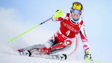 El austriaco Marcel Hirscher durante el eslalon de Are (Suecia), en el que resultó vencedor.