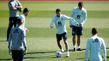 Jesús Navas, en el entrenamiento de la Selección.