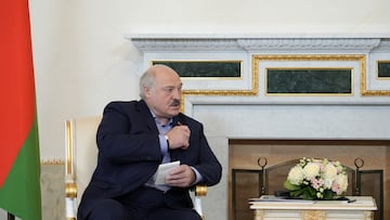 Belarusian President Alexander Lukashenko attends a meeting with Russian President Vladimir Putin in Saint Petersburg, Russia July 23, 2023. Sputnik/Alexei Danichev/Kremlin via REUTERS ATTENTION EDITORS - THIS IMAGE WAS PROVIDED BY A THIRD PARTY.