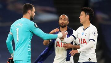 Lloris y Son durante un partido con Tottenham.