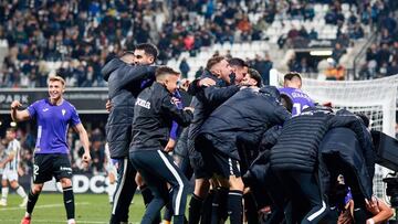 Celebración del Córdoba en Castellón