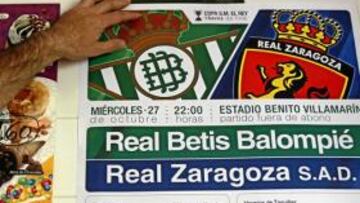 <b>CAMBIO. </b>La cartelería del partido de Copa contempla de nuevo al estadio como Benito Villamarín.