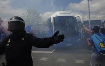 Los ultras del Oviedo causaron incidentes con los aficionados del Cádiz antes del encuentro