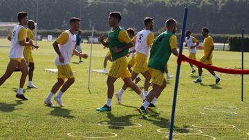 Los jugadores del Espanyol, durante un entrenamiento de pretemporada.