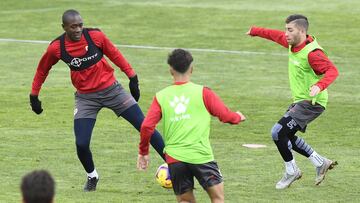 Imbula y Embarba, durante una sesión del Rayo.