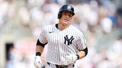 NEW YORK, NEW YORK - JULY 06: Ben Rice #93 of the New York Yankees reacts after a three-run home run against the Boston Red Sox during the seventh inning at Yankee Stadium on July 06, 2024 in in the Bronx borough of New York City.   Luke Hales/Getty Images/AFP (Photo by Luke Hales / GETTY IMAGES NORTH AMERICA / Getty Images via AFP)