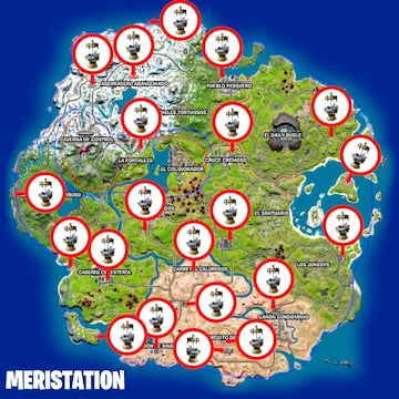 Todas las ubicaciones de bancos de mejoras de la Temporada 2 de Fortnite Capítulo 3