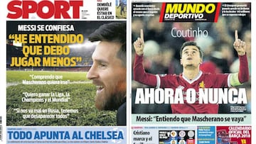 Portadas de los diarios Sport y Mundo Deportivo del día 7 de diciembre de 2017.